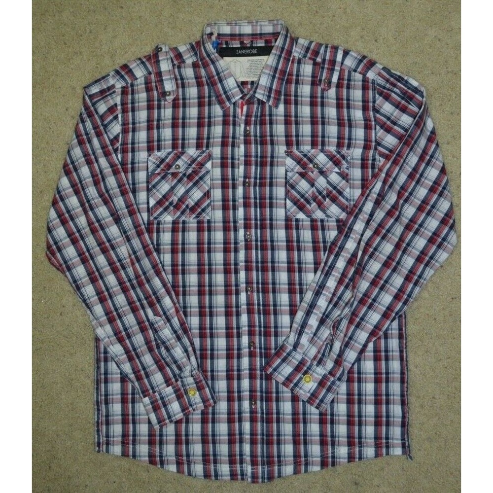 Zanerobe Streetwear‎ Plaid Button Front Long Sleeve Shirt Men's Size 2XL XXL